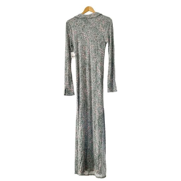 Free People NWT Mint Print Shayla Faux Wrap Maxi Long Sleeve Wrap Dress - Picture 3 of 16